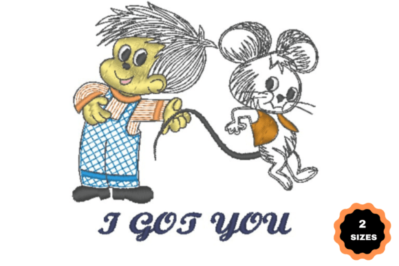 Boy Caught the Mouse: A Playful Embroidery for Boutique Apparel