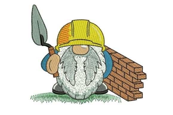 Bricklayer Gnome: A Charming Embroidery Design for Craft Fairs
