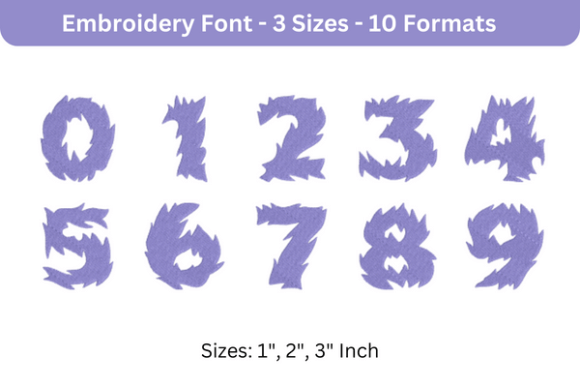 Fire Cat Font 0 to 9 – A Bold Embroidery Addition for Personalized Creations