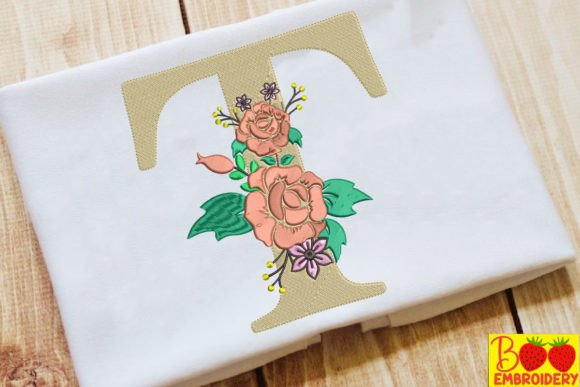 Letter T and Flower Embroidery Review for Apparel Projects