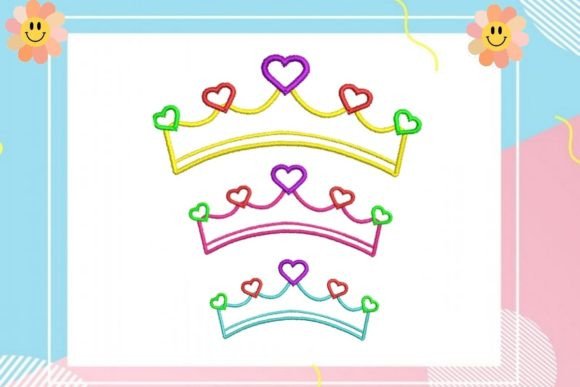 Queen Crown Multicolored Heart Embroidery Design Review
